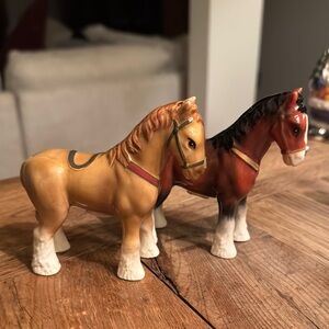 Ceramic Horse Figurines in Brown and Tan
